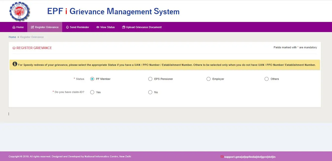 File a complaint online like this, check complete process