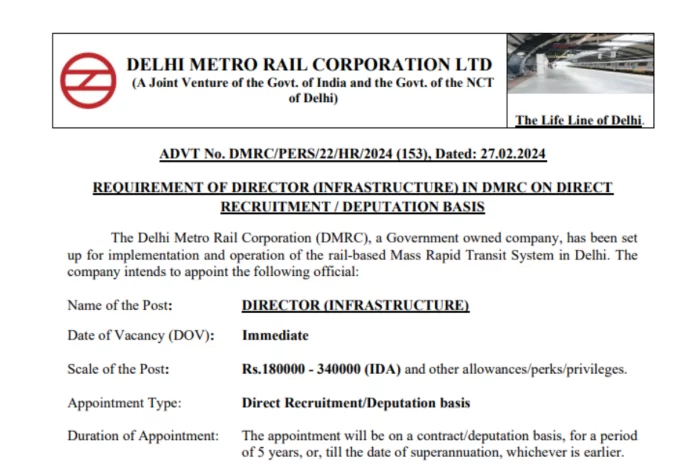 Delhi Metro Recruitment 2024: Golden opportunity to get a job in Delhi Metro, salary will be Rs 34,0000, check complete details. Delhi Metro Recruitment 2024: Golden opportunity to get a job in Delhi Metro, salary will be Rs 34,0000, check complete details.