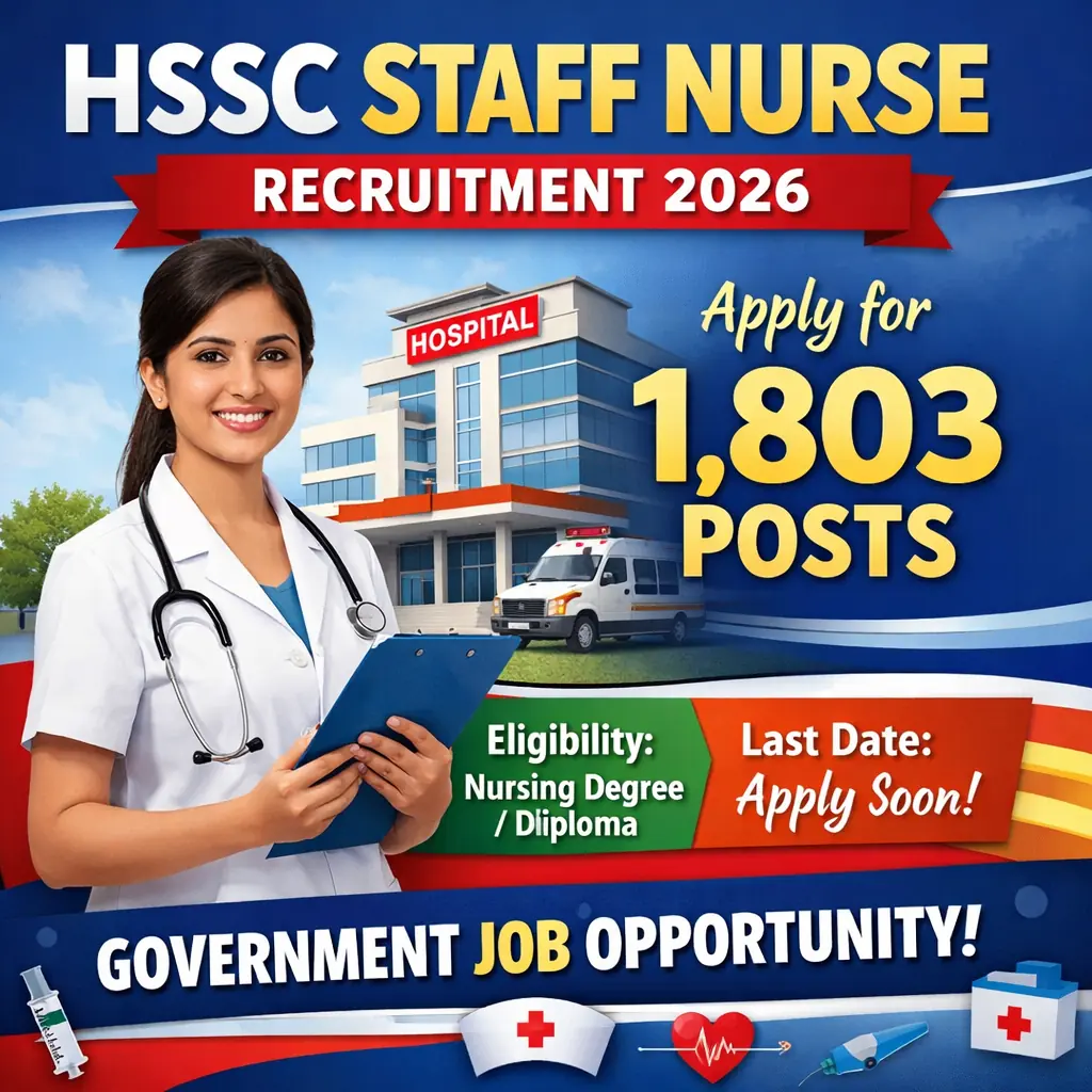 HSSC Staff Nurse Recruitment 2026: Apply for 1,803 Posts