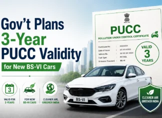 BS6 vehicle PUCC validity 3 years MoRTH emission certificate renewal India